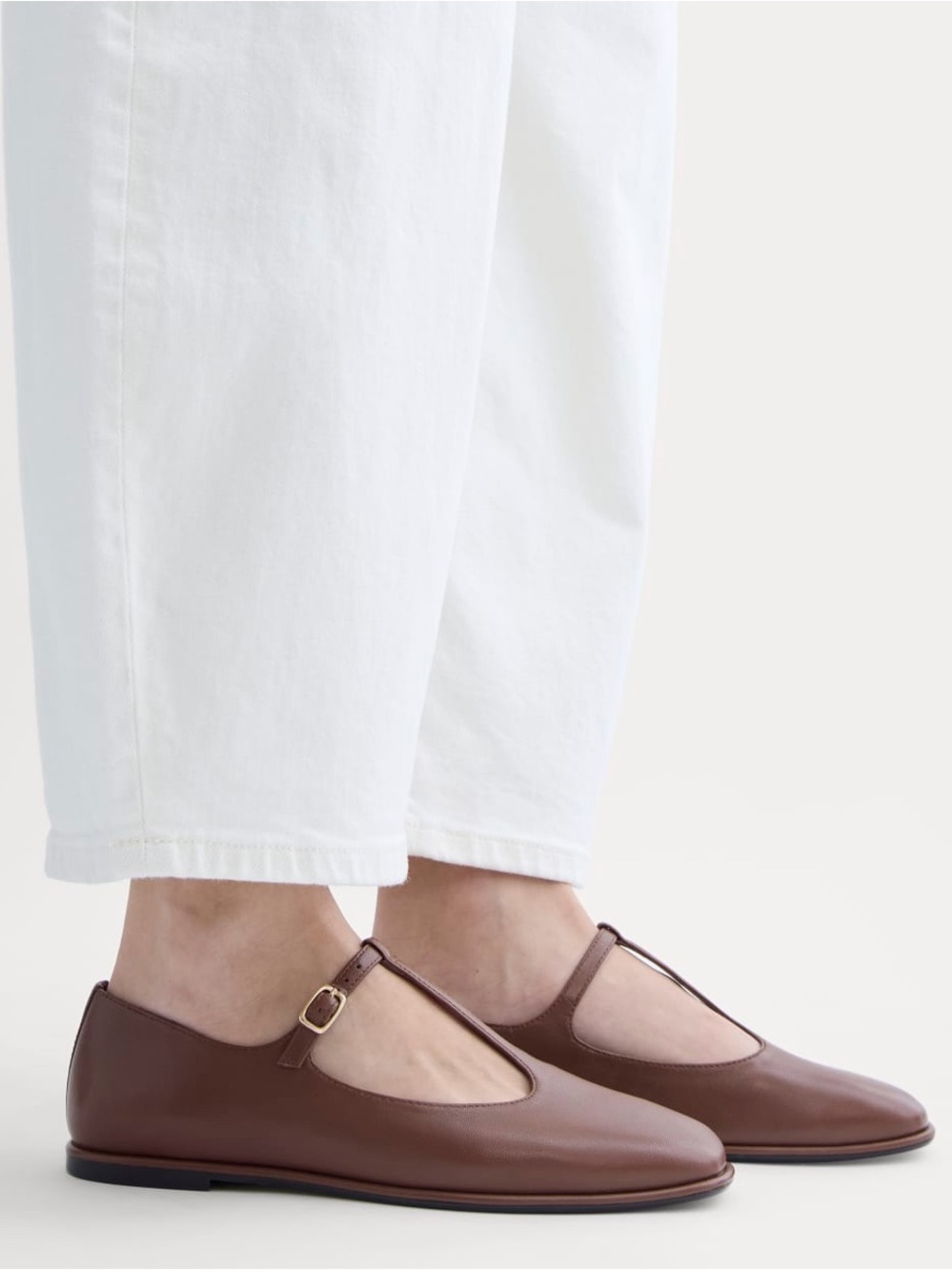 Everlane Brown T-Strap Mary Jane Flats